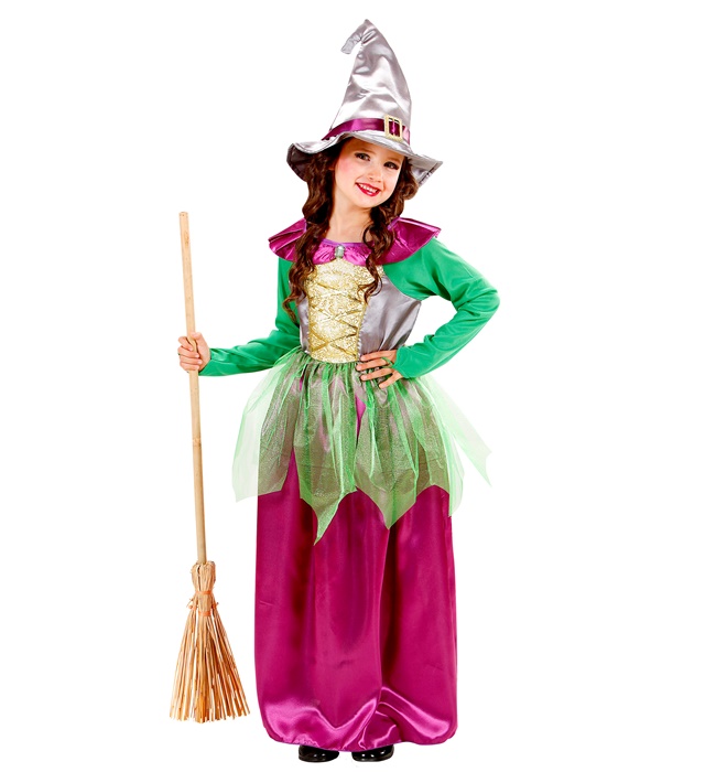 "SORCIERE" vert/violet (robe, chapeau)