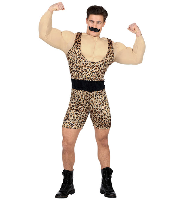 [02544] "HOMME MUSCLÉ" (combinaison avec maillot muscles et ceinture, moustache) (XL)