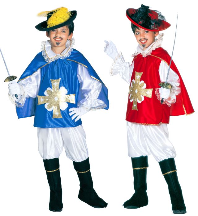 "MOUSQUETAIRE" 2 coul. (chemise avec casaque, pantalon, surbottes, cape)