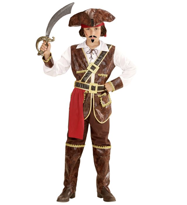 "PIRATE DES CARAIBES" (chemise avec veste, pantalon avec couvre-bottes, ceinture, seish, chapeau)
