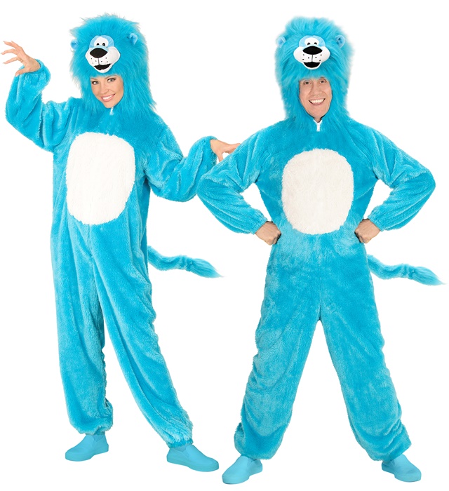 [97152] "LION BLEU EN PELUCHE DOUX" (costume à capuche et masque) (M/L)