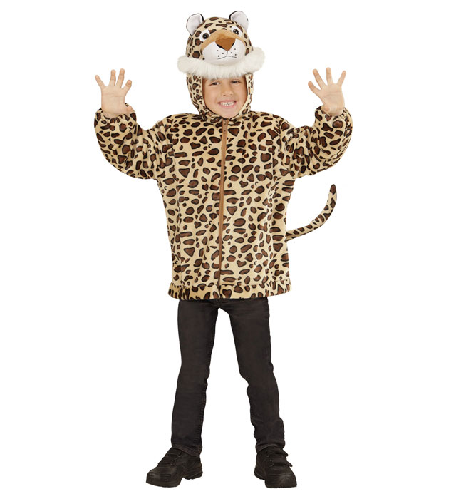 "LEOPARD EN PELUCHE DOUX" (veste à capuche et masque)