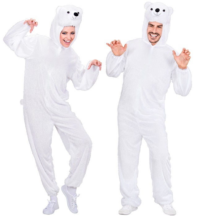 "OURS POLAIRE AMUSANT" (combinaison à capuche avec masque)