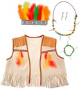 "SET D' INDIENNE" veste, serre tete avec plumes boucles d'oreilles collier et bracelet