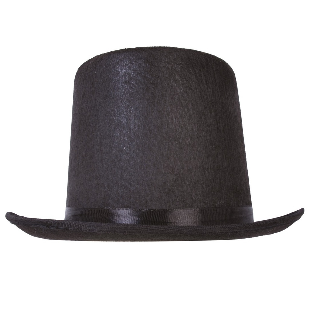 [PTC-10042] Chapeau feutre haut de forme - adulte - noir - 15cm