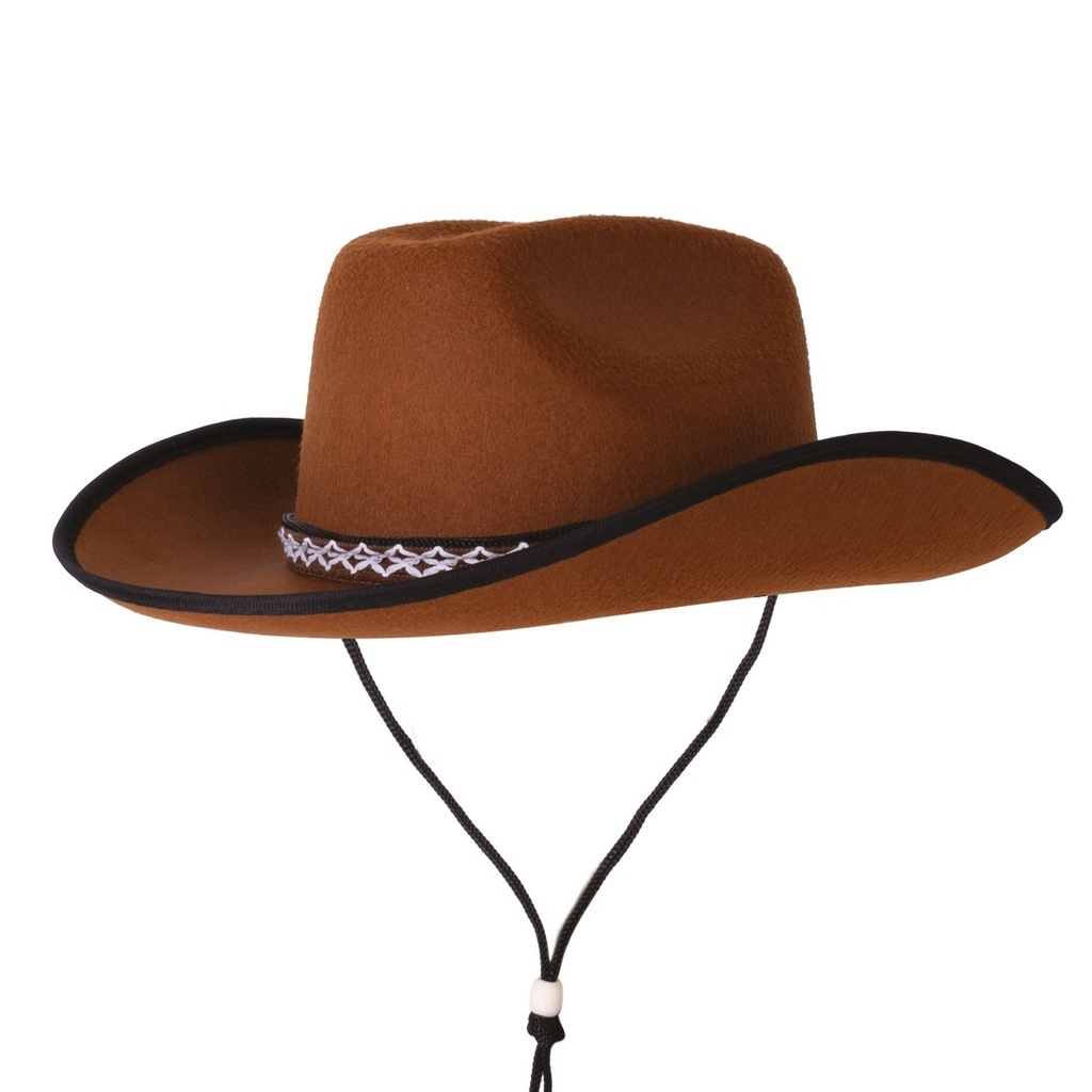 [PTC-11235] Chapeau feutre cowboy - marron - enfant