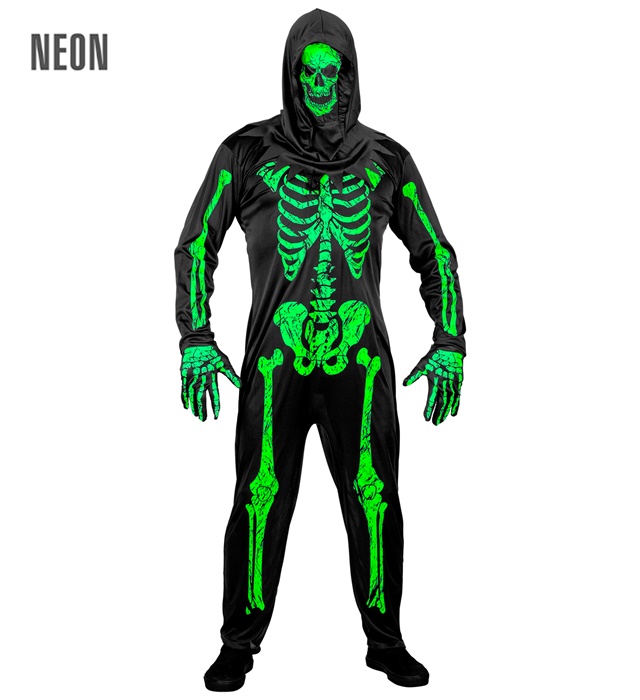 "SQUELETTE NEON" (tenue, gants, masque)