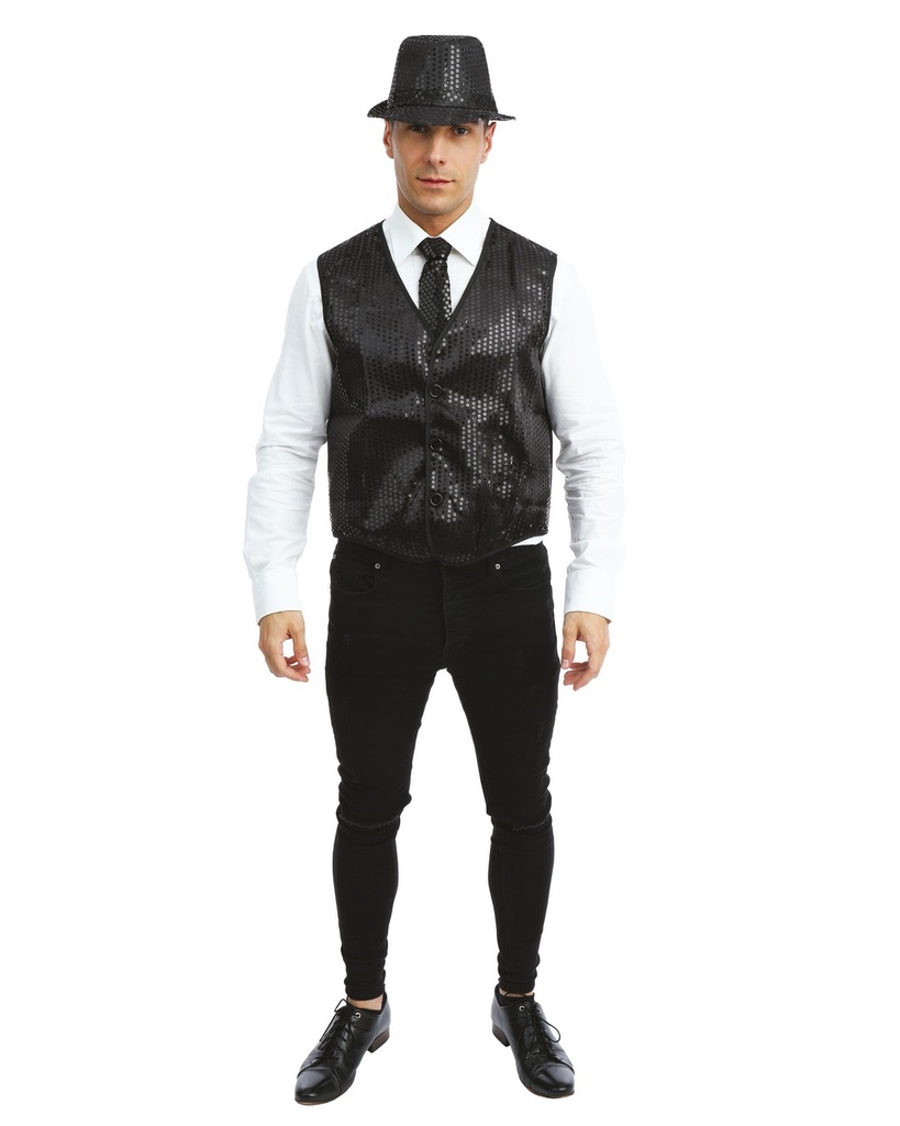 [PTC-16632] Gilet sans manche à sequins - adulte - noir
