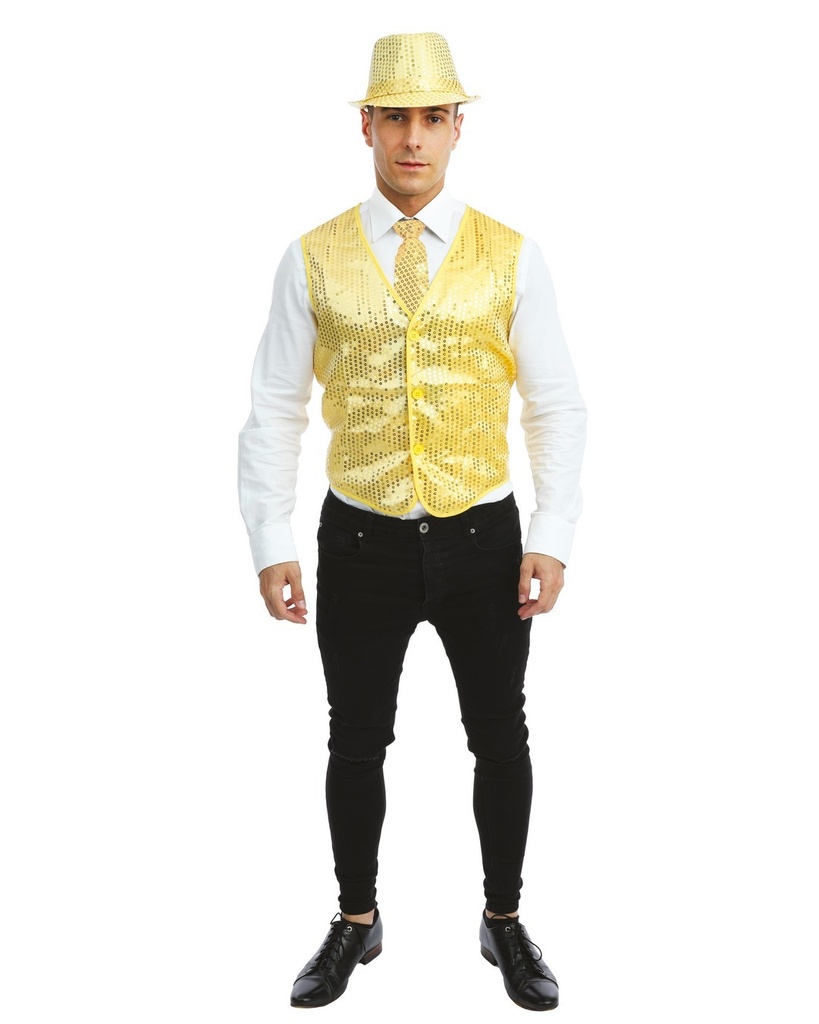 [PTC-16634] Gilet sans manche à sequins - adulte - or
