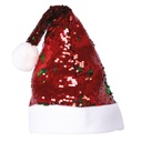 Bonnet Père Noël - sequins réversibles - rouge,vert - adulte