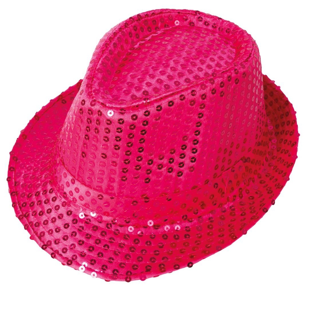 Chapeau borsalino à sequins - adulte - rose