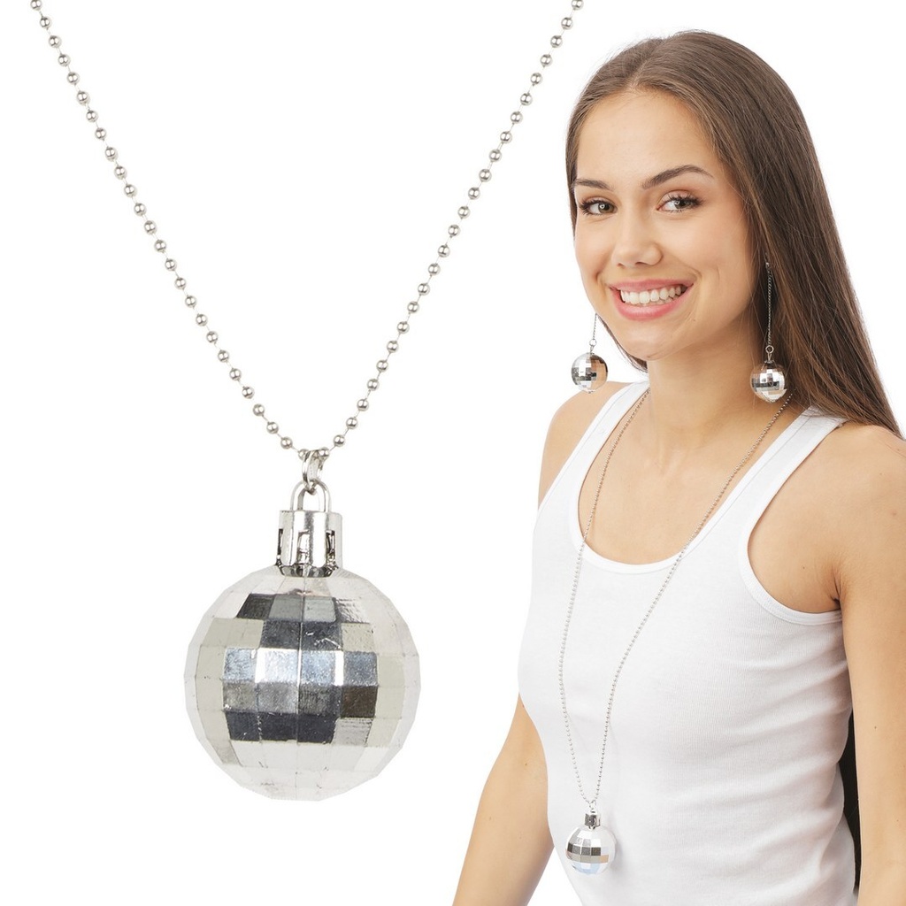 [PTC-21079] Collier boules à facettes disco - argent
