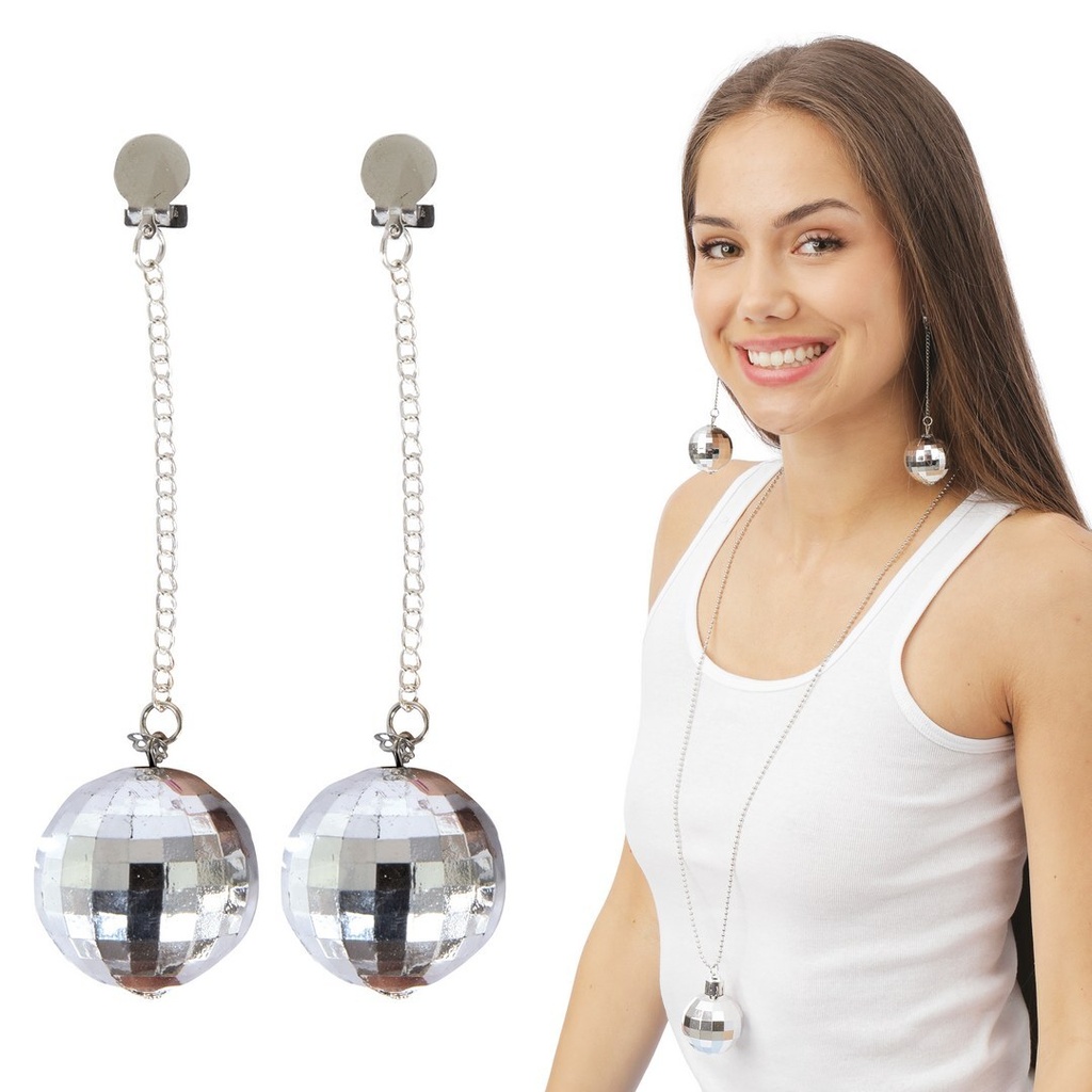 [PTC-21080] Boucles d'oreilles à facettes disco - argent