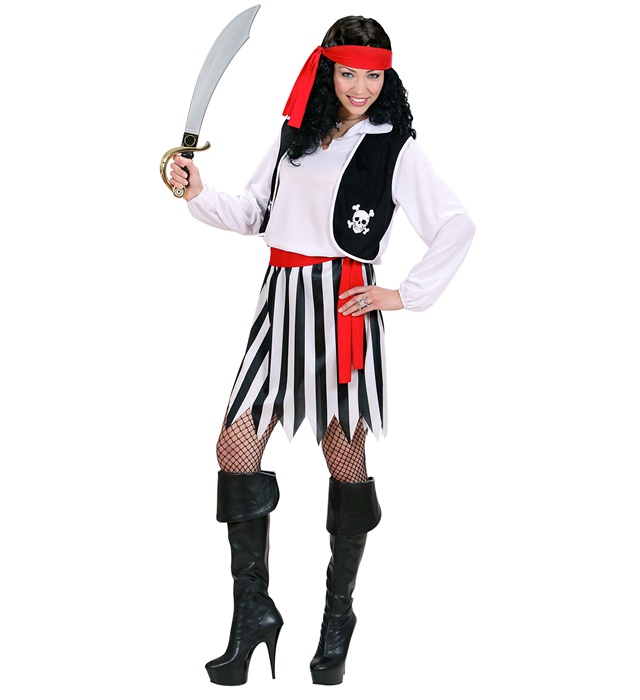 "PIRATE FEMME" (chemise avec veste, jupe, ceinture, bandeau)