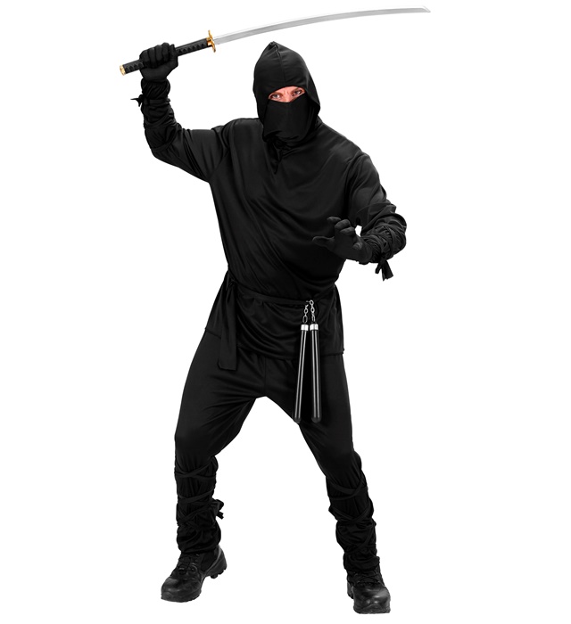 "NINJA" (casaque avec capuche, pantalon, ceinture, masque, bandes pour bras et jambes)