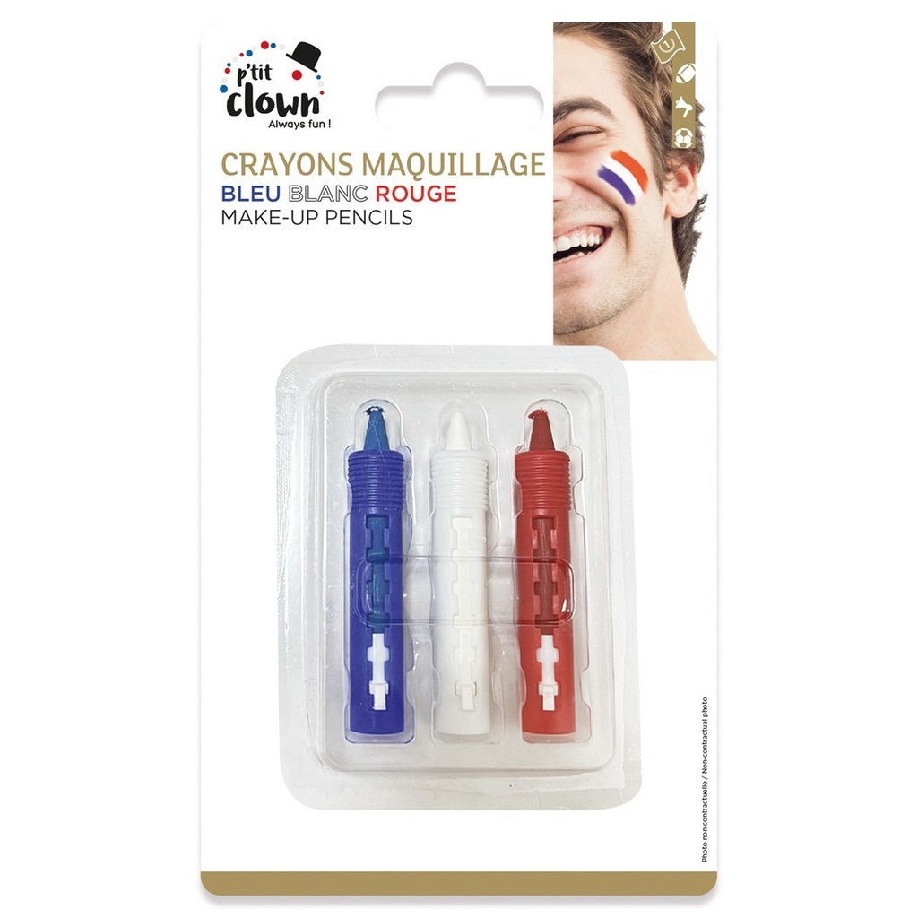 [PTC-22386] Crayon maquillage à l'eau - bleu, blanc, rouge - lot de 3