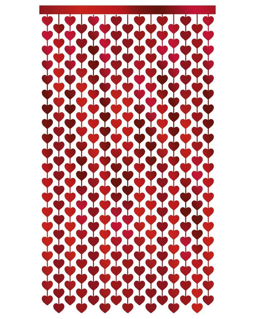 [PTC-22652] Rideau lamé - 2m - cœur rouge