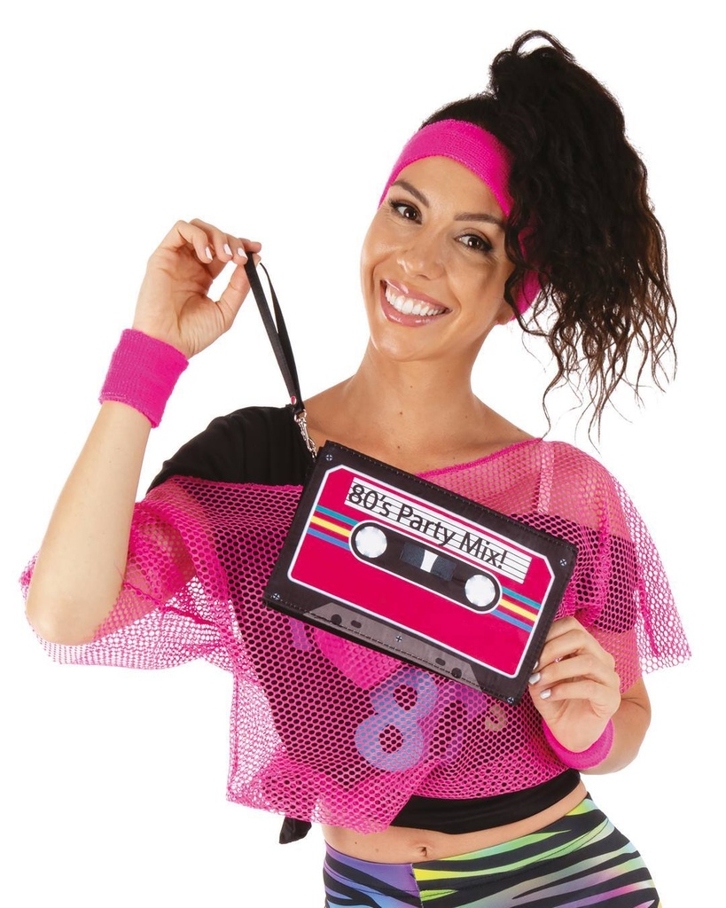 [PTC-22661] Pochette retro cassette - rose fluo
