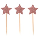 Pique à gâteau - rose gold - lot de 12 - étoile