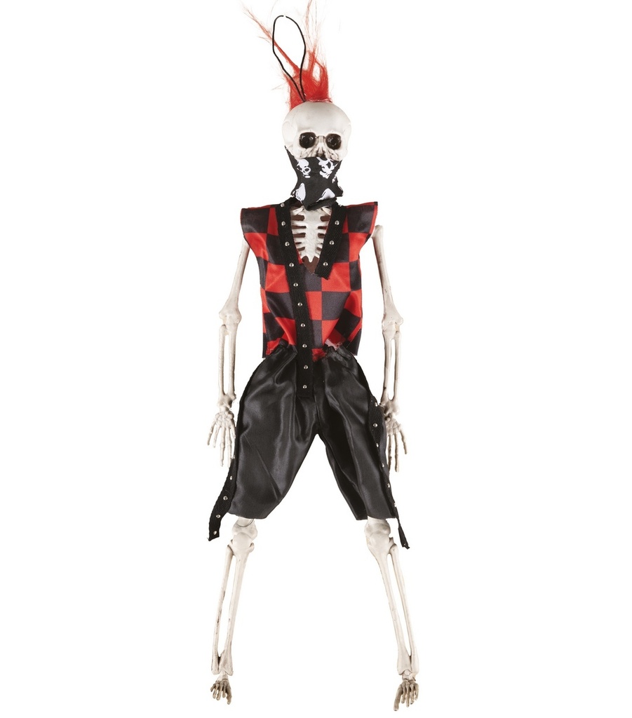 Squelette Punk homme - rouge - 40cm