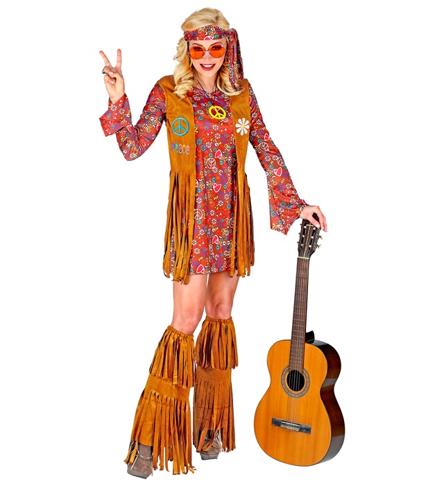 "HIPPIE" (robe, veste, bandeau, couvre bottes avec franges)