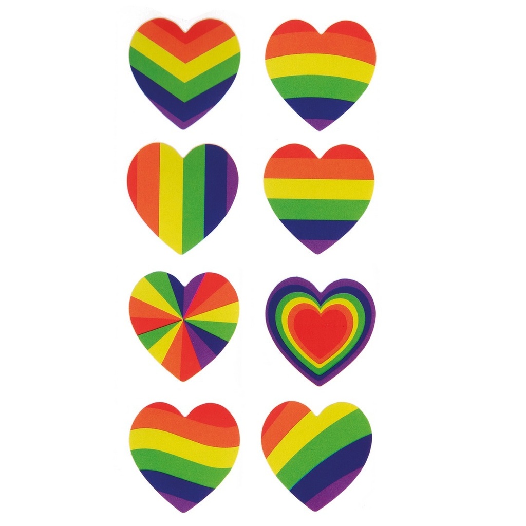Stickers cœurs arc-en-ciel - lot de 240