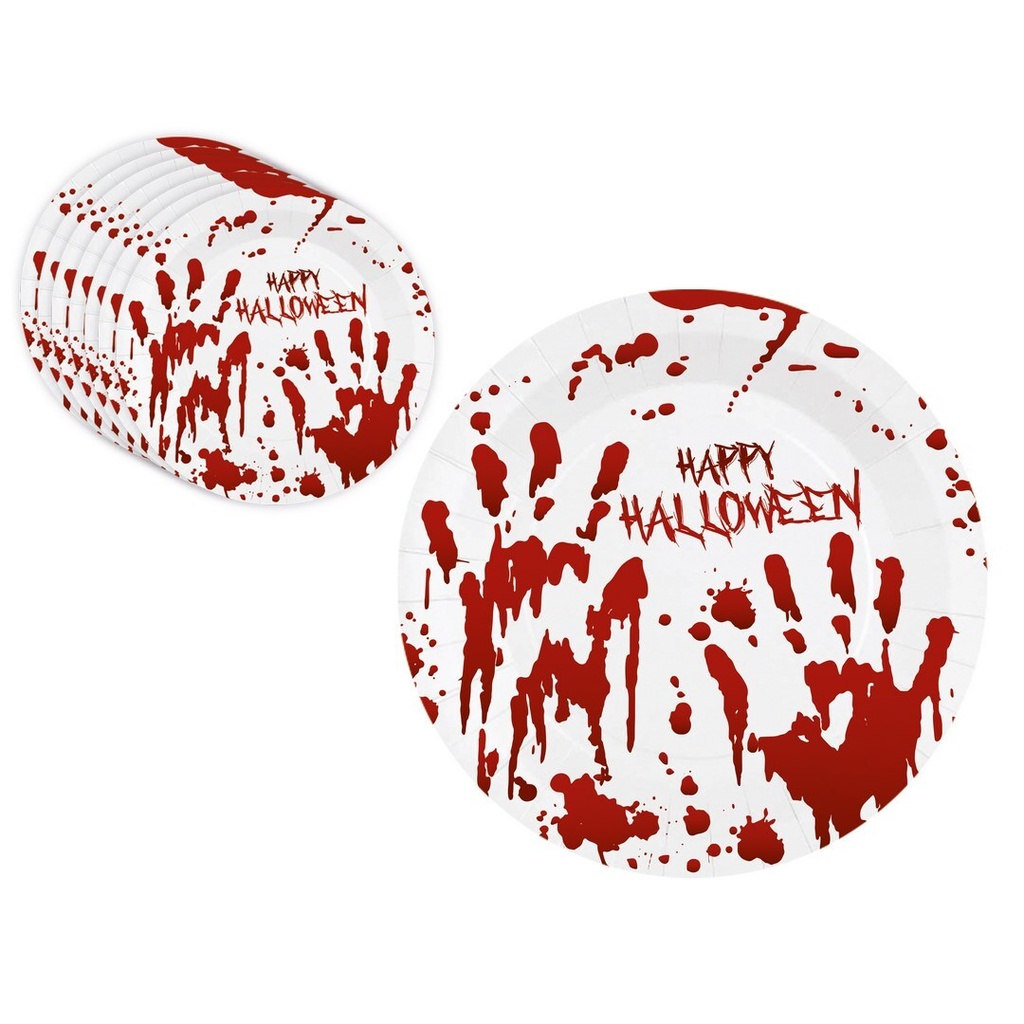 Assiette Halloween sanglante - lot de 8