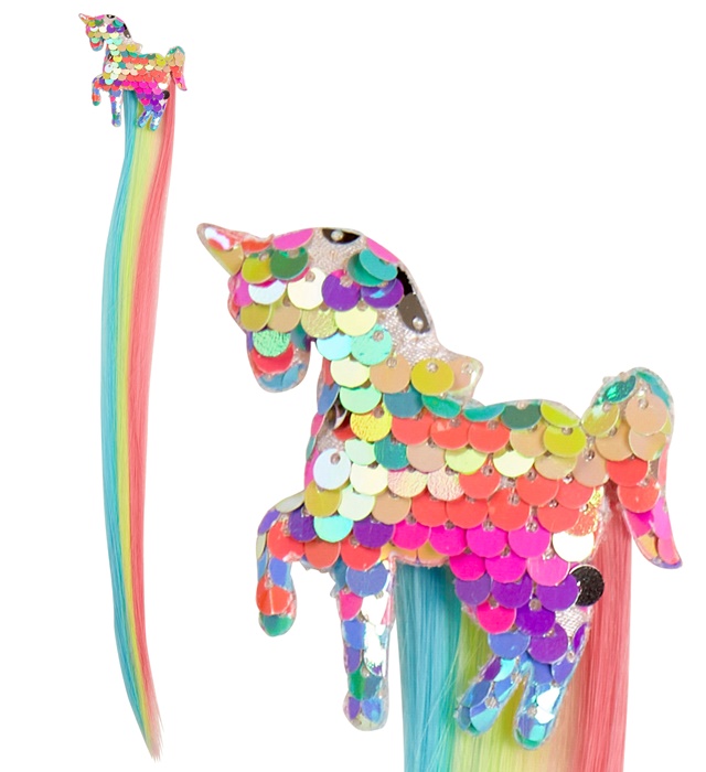 [03006] "EXTENSION DE CHEVELURE LICORNE EN PAILLETTES HOLOGRAPHIQUES" pour fille