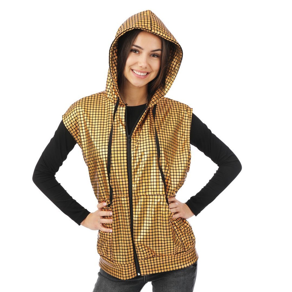 Gilet disco à capuche - or - adulte