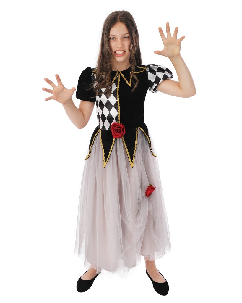 Costume princesse arlequin - noir, blanc - enfant
