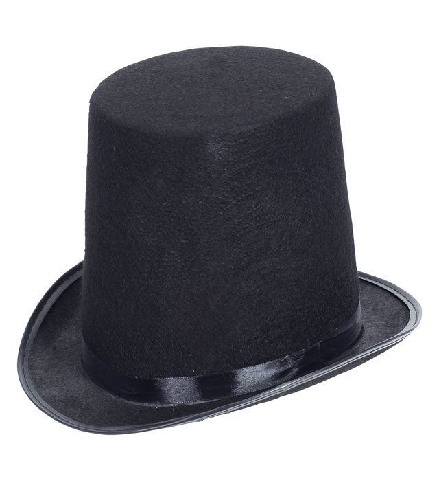 [03102] "MAXI CHAPEAU HAUT DE FORME NOIR EN FEUTRE" 20 cm