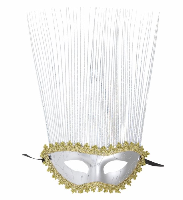 [0310E] MASQUE ARGENT AVEC CRETE HOLOGRAPHIQUE"