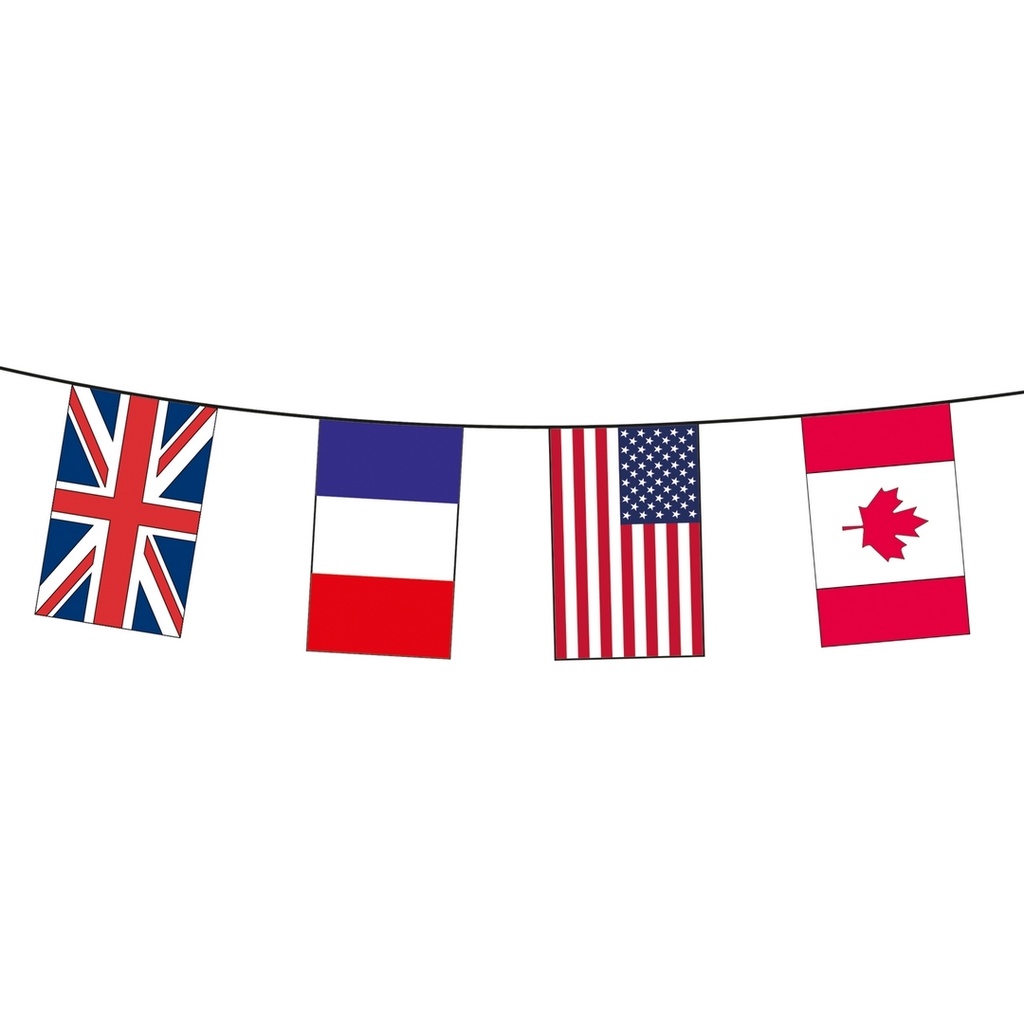[PTC-28110] Guirlande tissu drapeaux alliés - 10 m