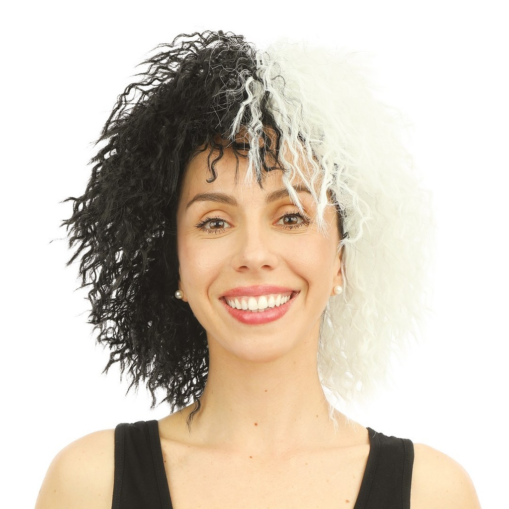 Perruque femme cruelle - noir, blanc