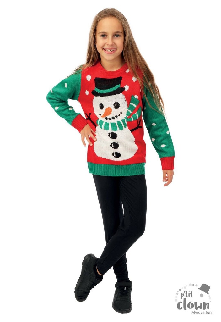 Pull de Noël bonhomme de neige - enfant