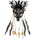 "MASQUE CHAMAN TAUREAU CRÂNE AVEC PLUMES NOIRES"