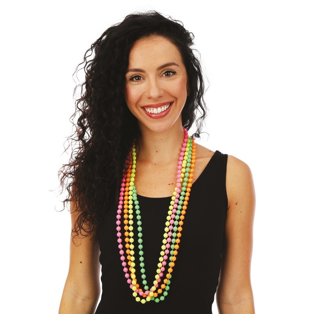 [PTC-50105] Collier perles - fluo - lot de 4