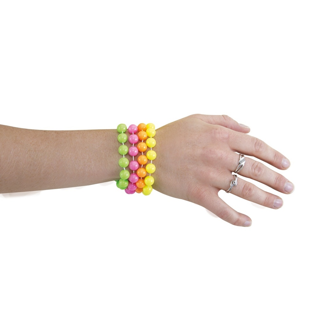 [PTC-50107] Bracelet perles - fluo - lot de 4
