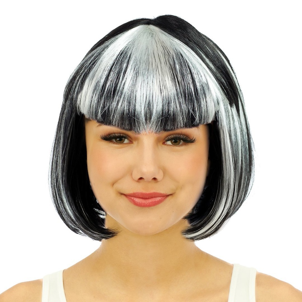 [PTC-68998] Perruque vampiresse - noir et blanc