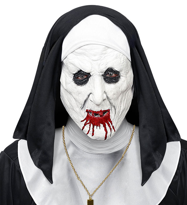 [03291] "MASQUE DEMI-TÊTE NONNE HORRIBLE AVEC COIFFE"