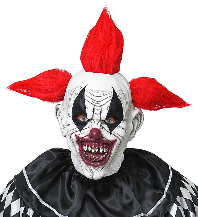 [03296] "MASQUE TÊTE ENTIÈRE CLOWN TERRIFIANT AVEC CHEVEUX"