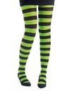 Collant opaque rayé - noir, vert fluo