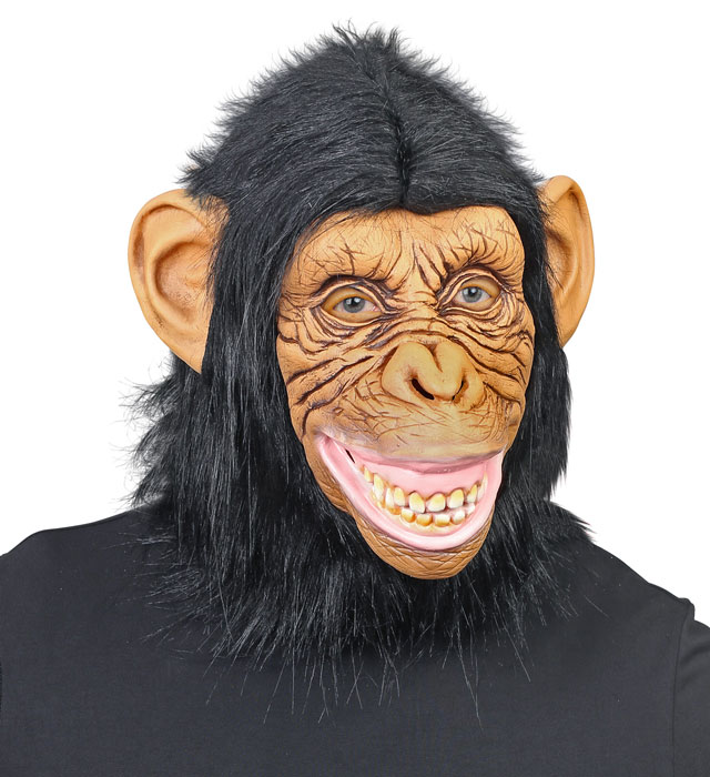 [03297] "MASQUE DE CHIMPANZÉ AVEC FOURRURE EN PELUCHE"