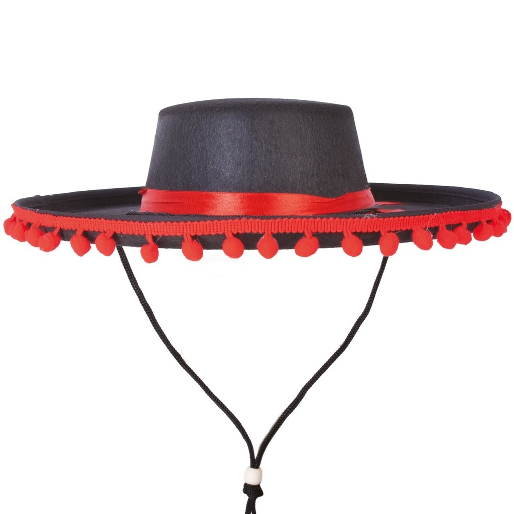 [PTC-75300] Chapeau espagnol - noir et rouge - adulte