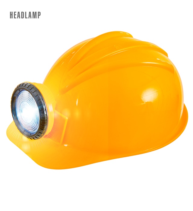 "CASQUE DE CHANTIER AVEC LAMPE FRONTALE" en plastique dur