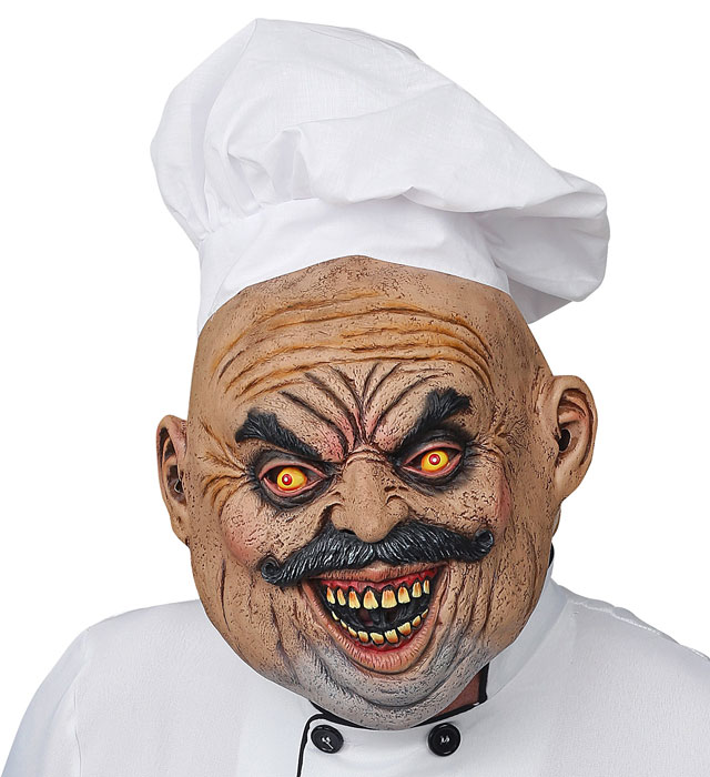 [03308] "MASQUE TÊTE ENTIÈRE DÉMONIAQUE CUISINIER AVEC TOQUE"