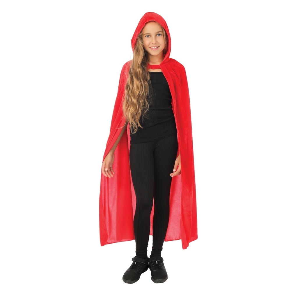 Cape velours avec capuche - 110cm - rouge