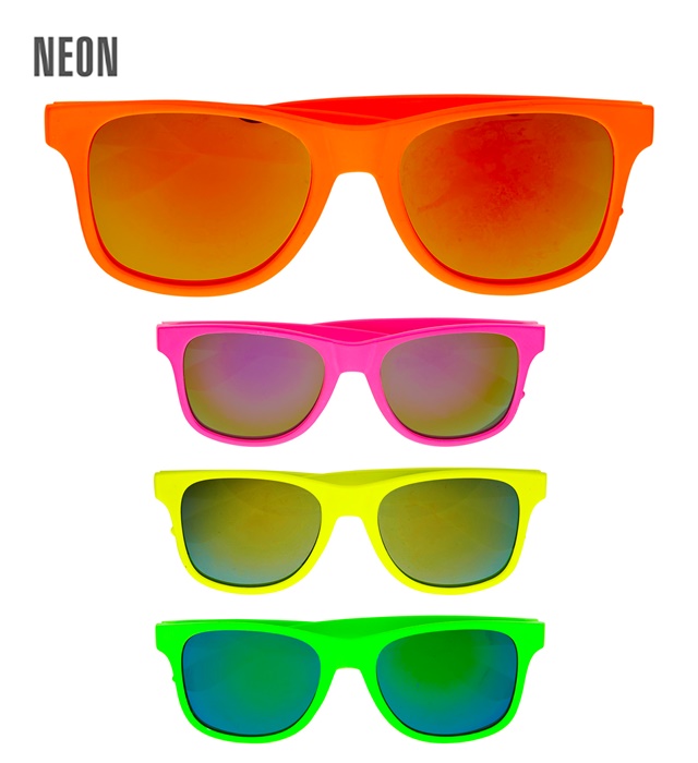 "LUNETTES NEON ANNEES 80 AVEC LENTILLES REVO" 4 couleurs assorties