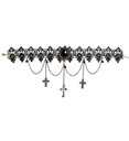 "COLLIER GOTHIQUE EN DENTELLE AVEC PENDENTIF PIERRE NOIR, CHAINES ET CROIX"