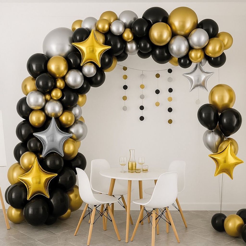 Kit 121 ballons et accessoires - or et noi
